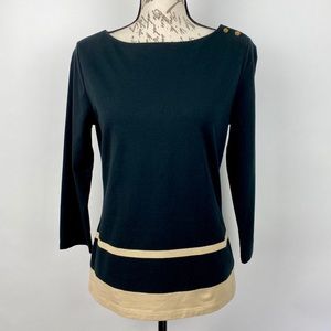 Lauren Ralph Lauren Stretch Cotton Boat Neck Tee M